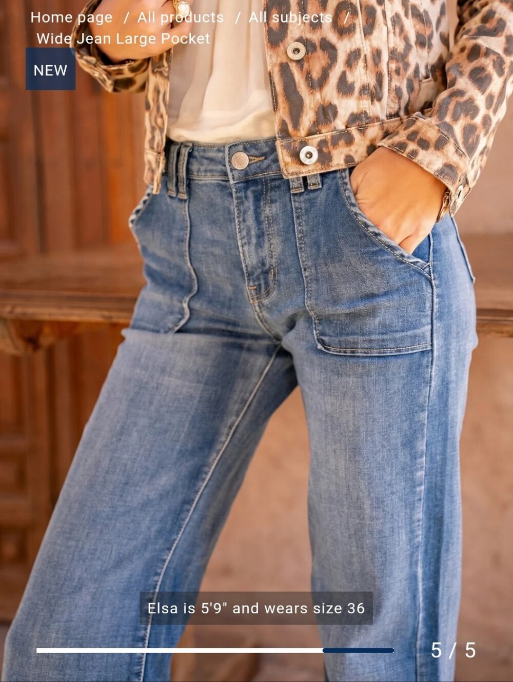 Place du Jour Vintage Denim Adele Large Pocket Wide Leg Jeans Button Fly 40/8